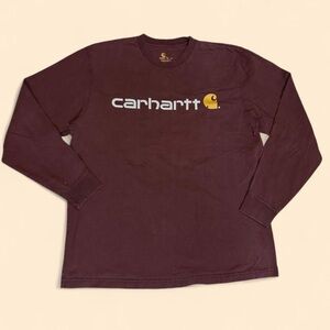 Carhartt Burgundy Long Sleeve Logo Tee